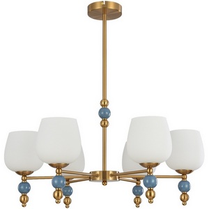 Потолочная люстра на штанге Lumion Lolita 8426/6C бронза/белый/синий, металл/керамика/стекло E27 6*60W 220V