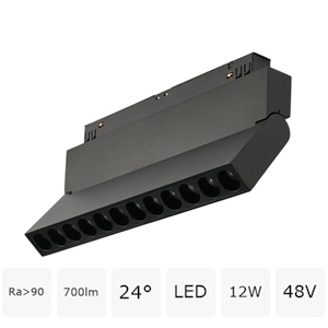 Трековый светодиодный светильник 48V магнитный MyFar ФлоуПоинт MT0213-12W4K-B