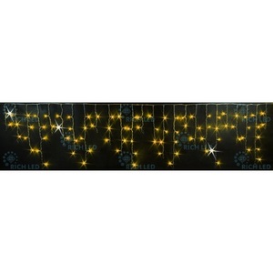 Гирлянда светодиодная Бахрома желтая с мерцанием 220B, LED, провод прозрачный, IP54 Rich LED RL-i3*0.5F-T/Y